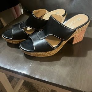 Naturalizer Black Leather Wedges size 10